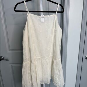 Aerie Ivory Floral Embroidered dropwaist dress
